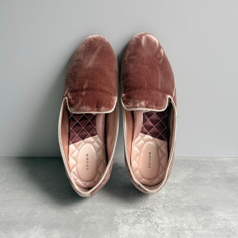 Birdies Heritage The Starling Velvet Flat Loafers Size 9 Amber Salmon Pink